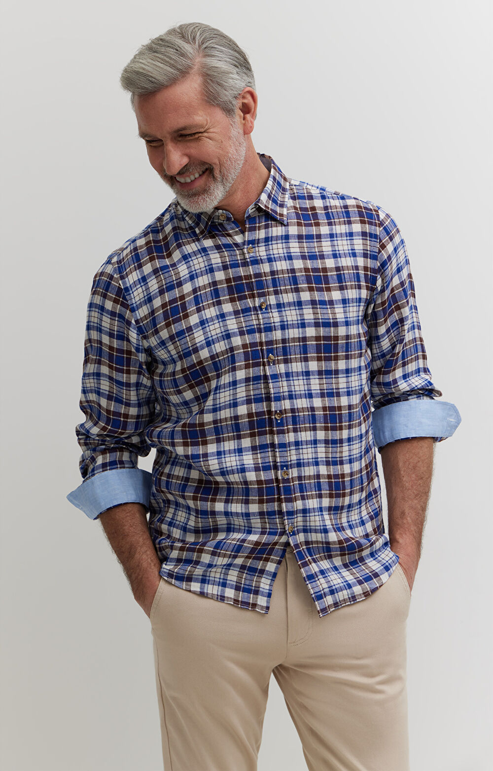 Lniana koszula w kratę - 6