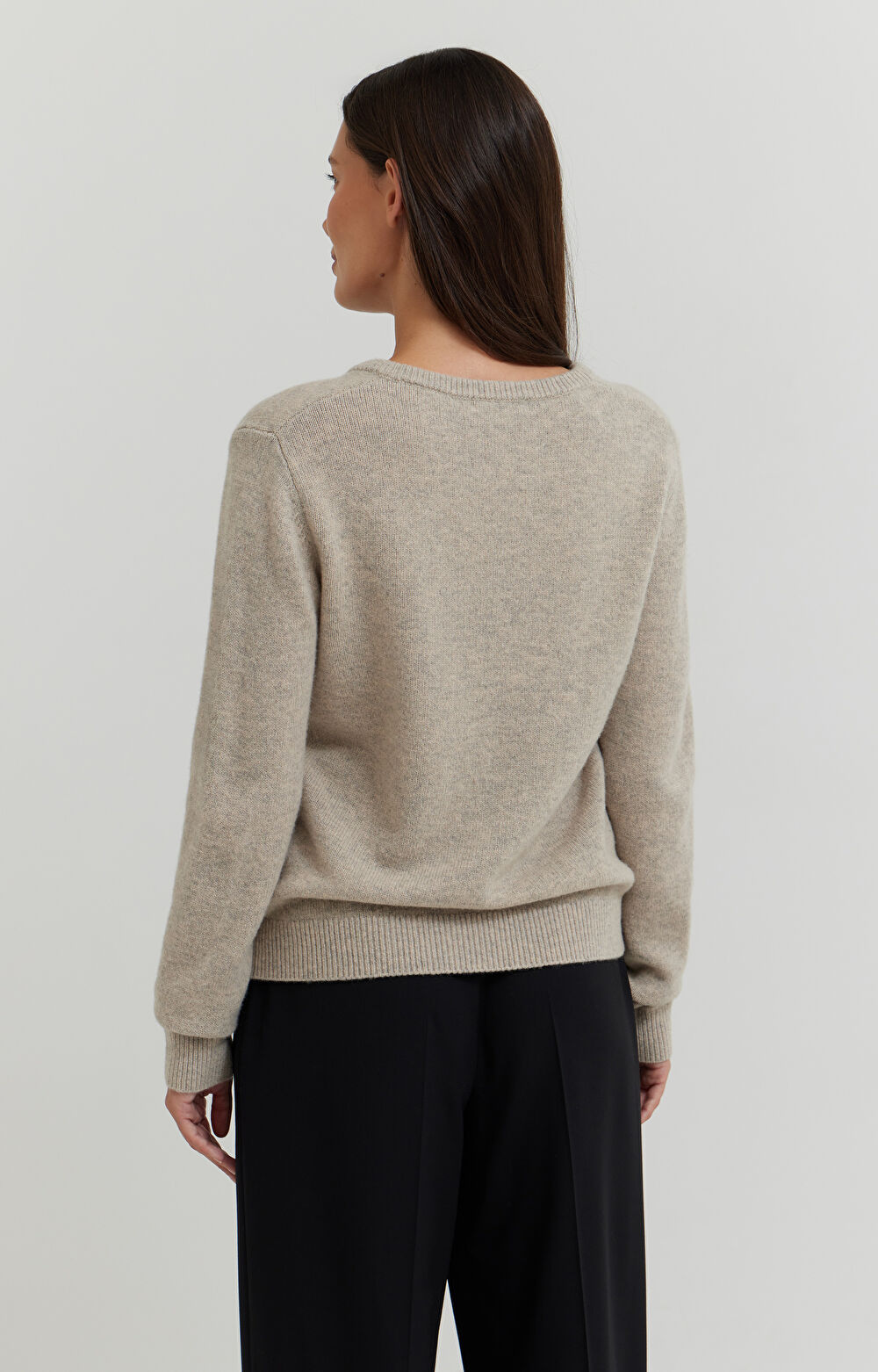 Melanżowy sweter v-neck z wełny - 3