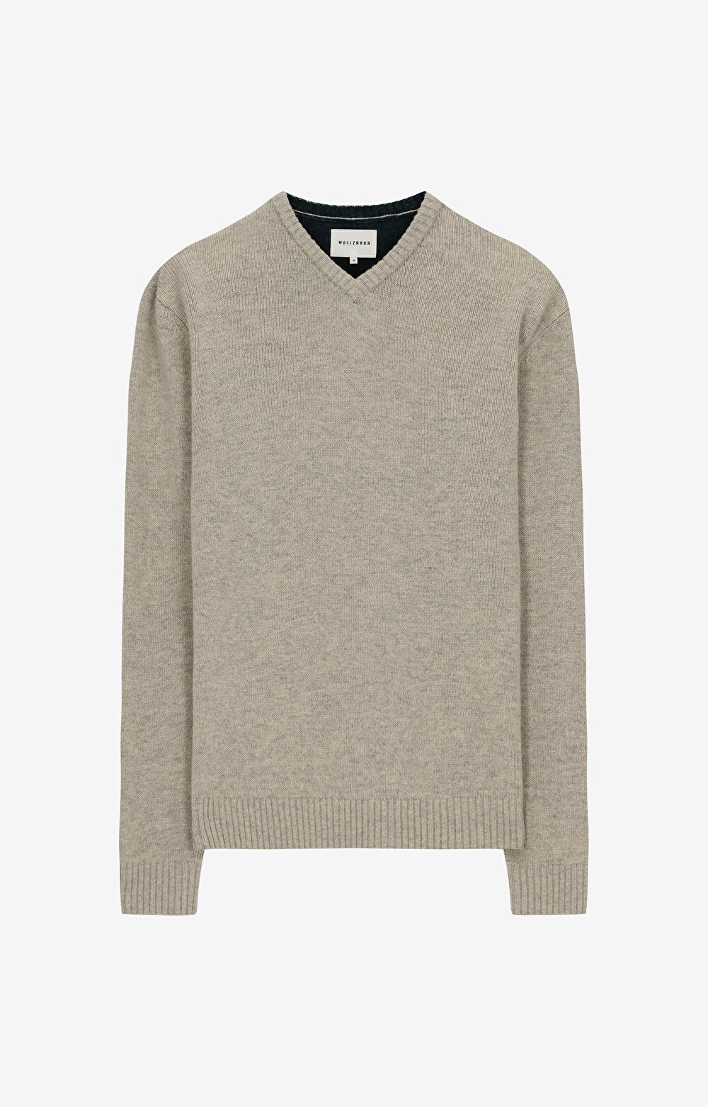 Melanżowy sweter v-neck z wełny - 2