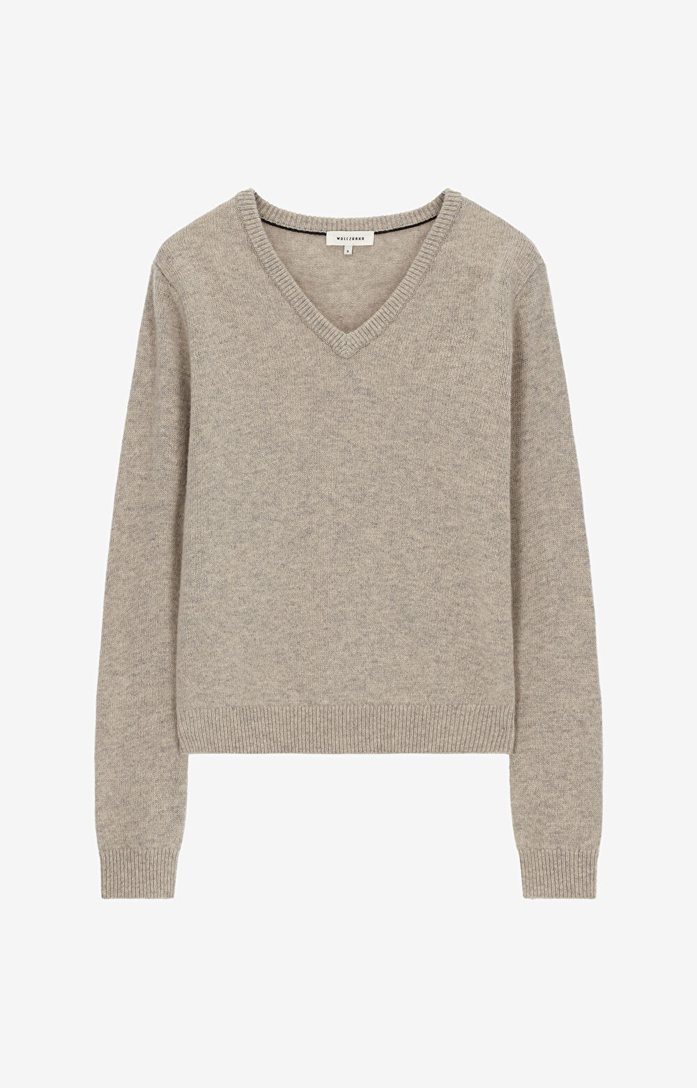 Melanżowy sweter v-neck z wełną - 2