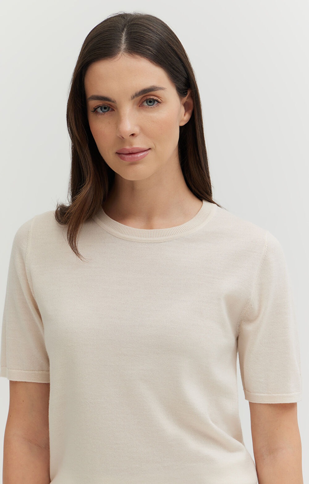 Sweter z krótkim rękawem z wełny merino - 5