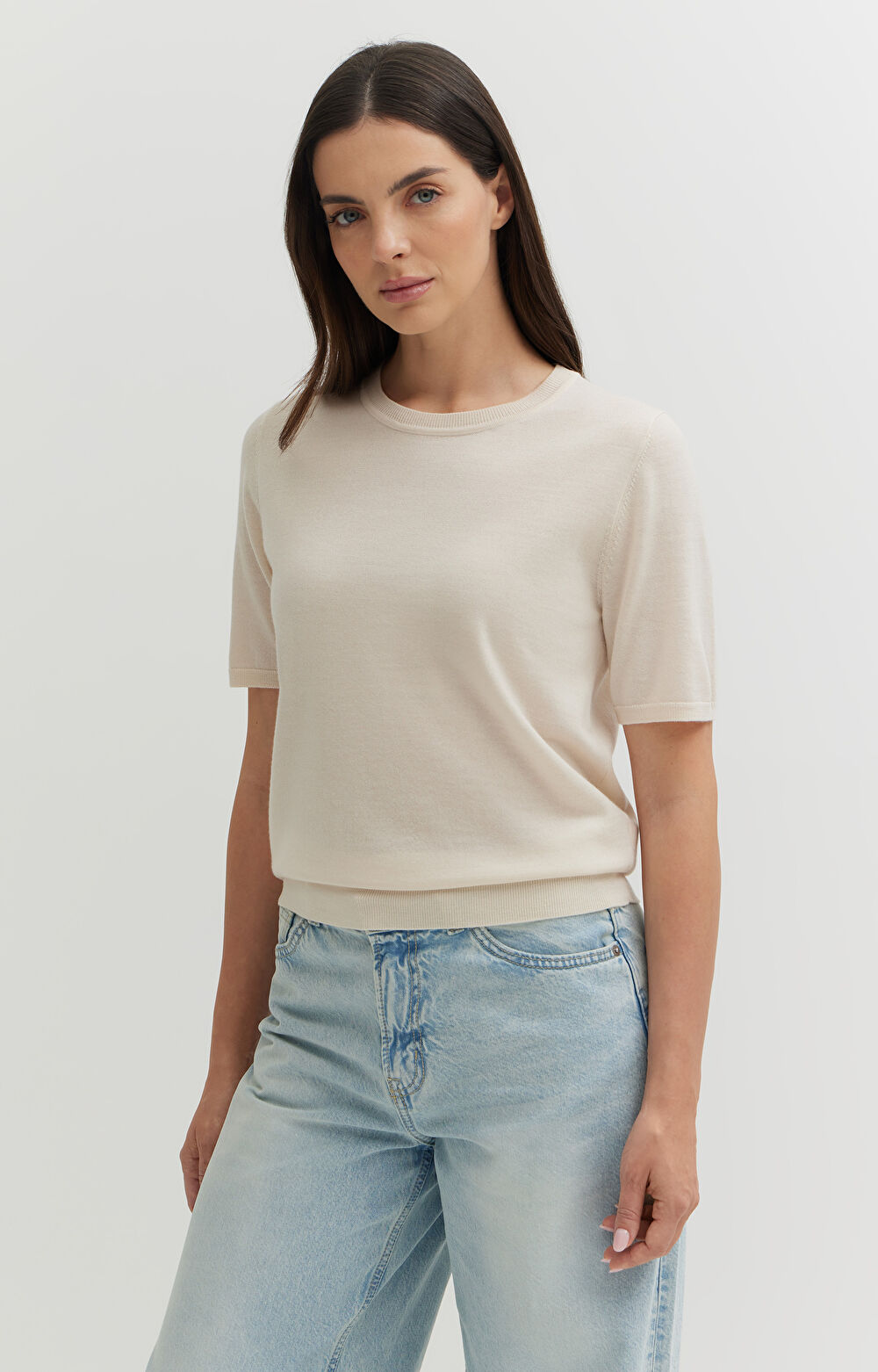 Sweter z krótkim rękawem z wełny merino - 3