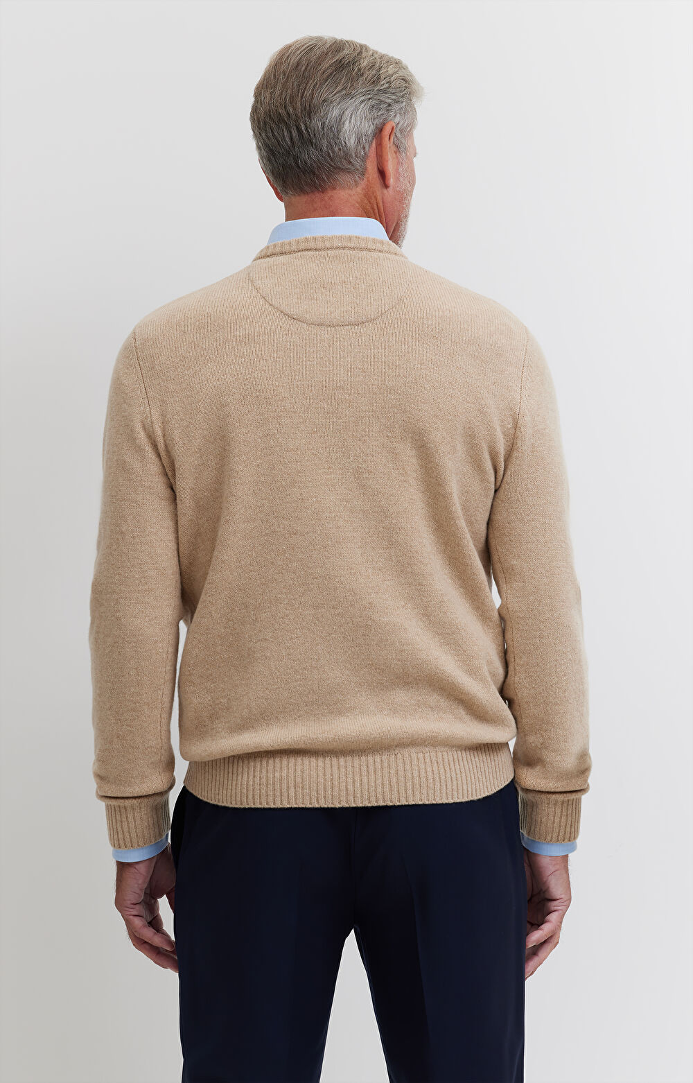 Melanżowy sweter v-neck z wełny - 3
