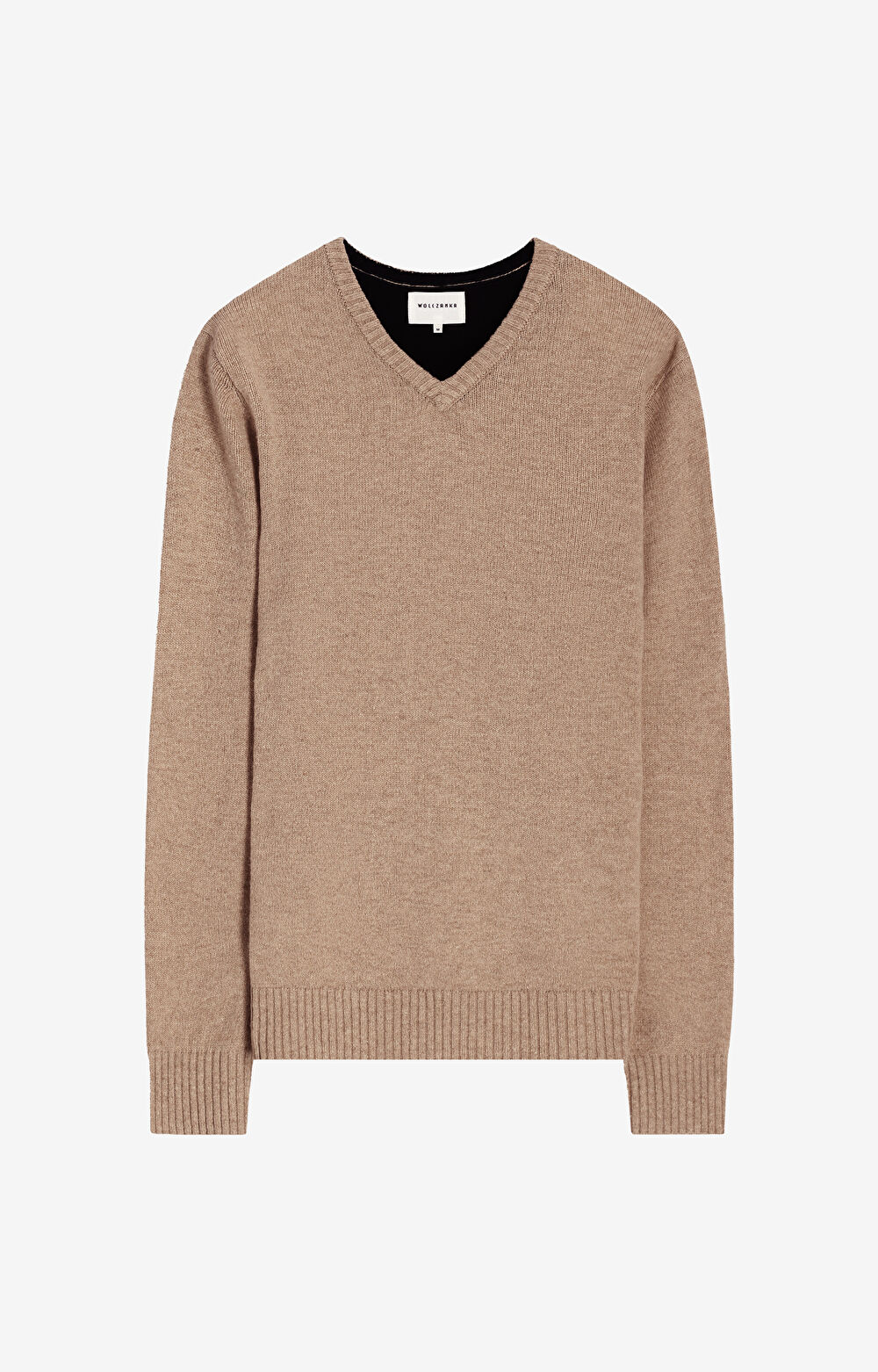 Melanżowy sweter v-neck z wełny - 2