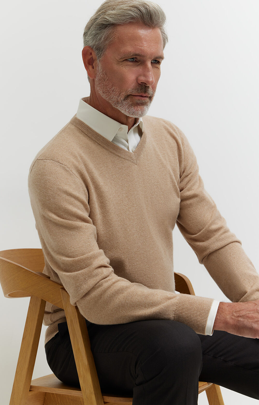 Sweter z melanżowej wełny merino - 5