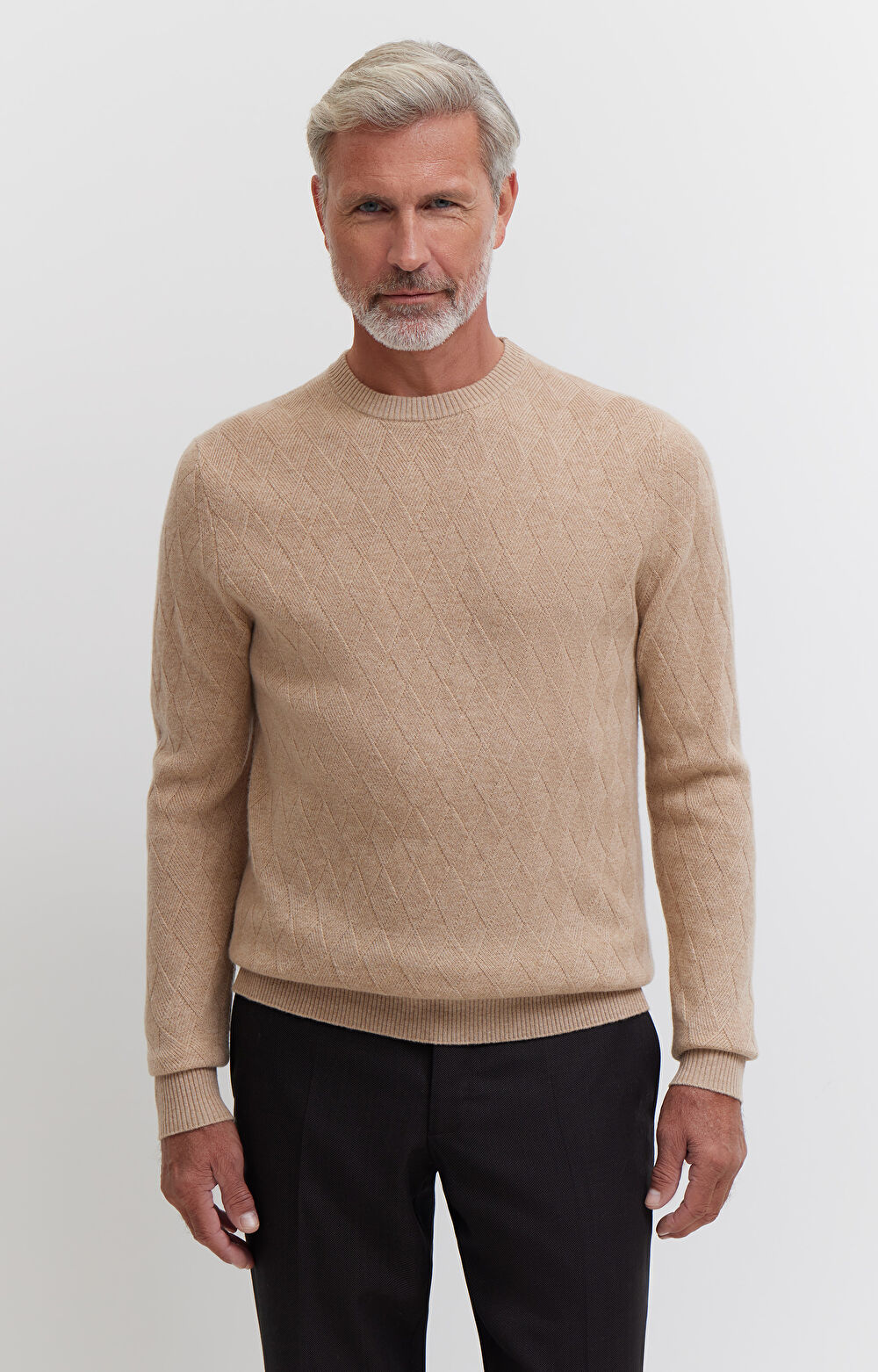 Sweter w romby z wełny merino - 4