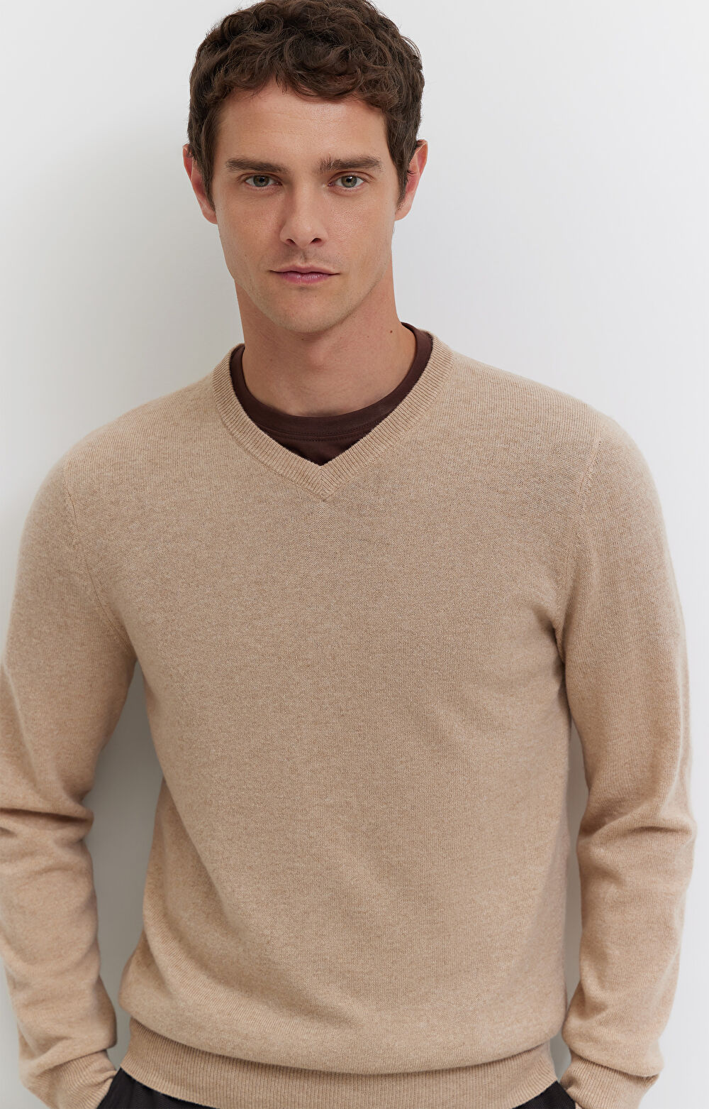 Sweter z melanżowej wełny merino - 7