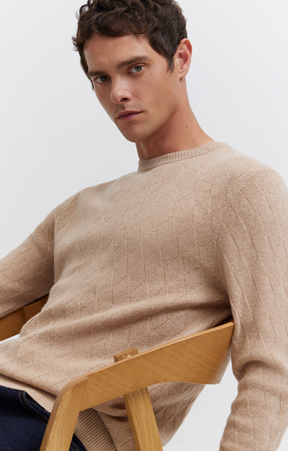 Sweter w romby z wełny merino - 6