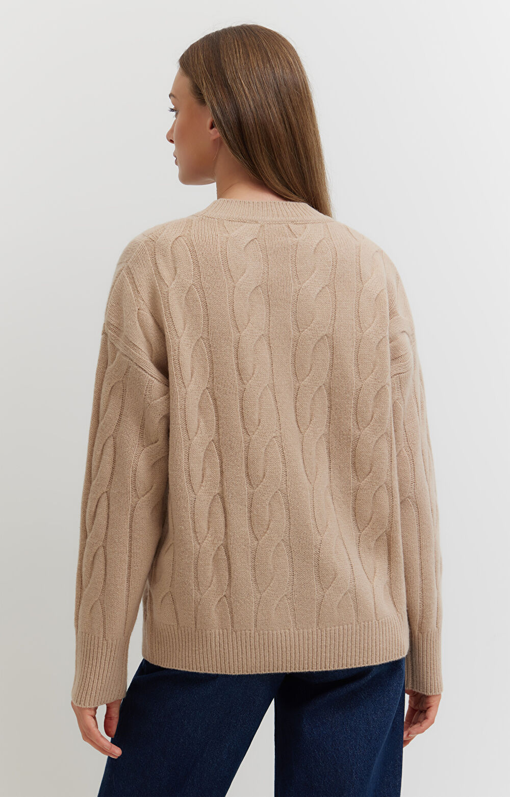 Sweter z wełny merino z warkoczowym splotem - 3