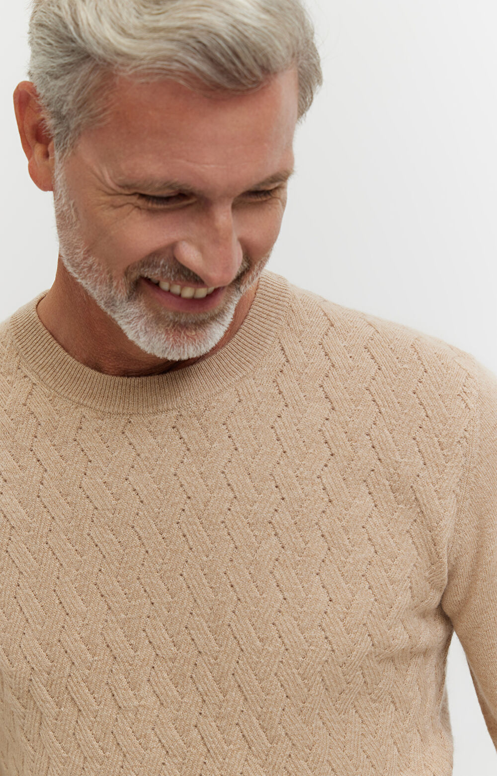 Sweter z wełny merino ze splotem - 3