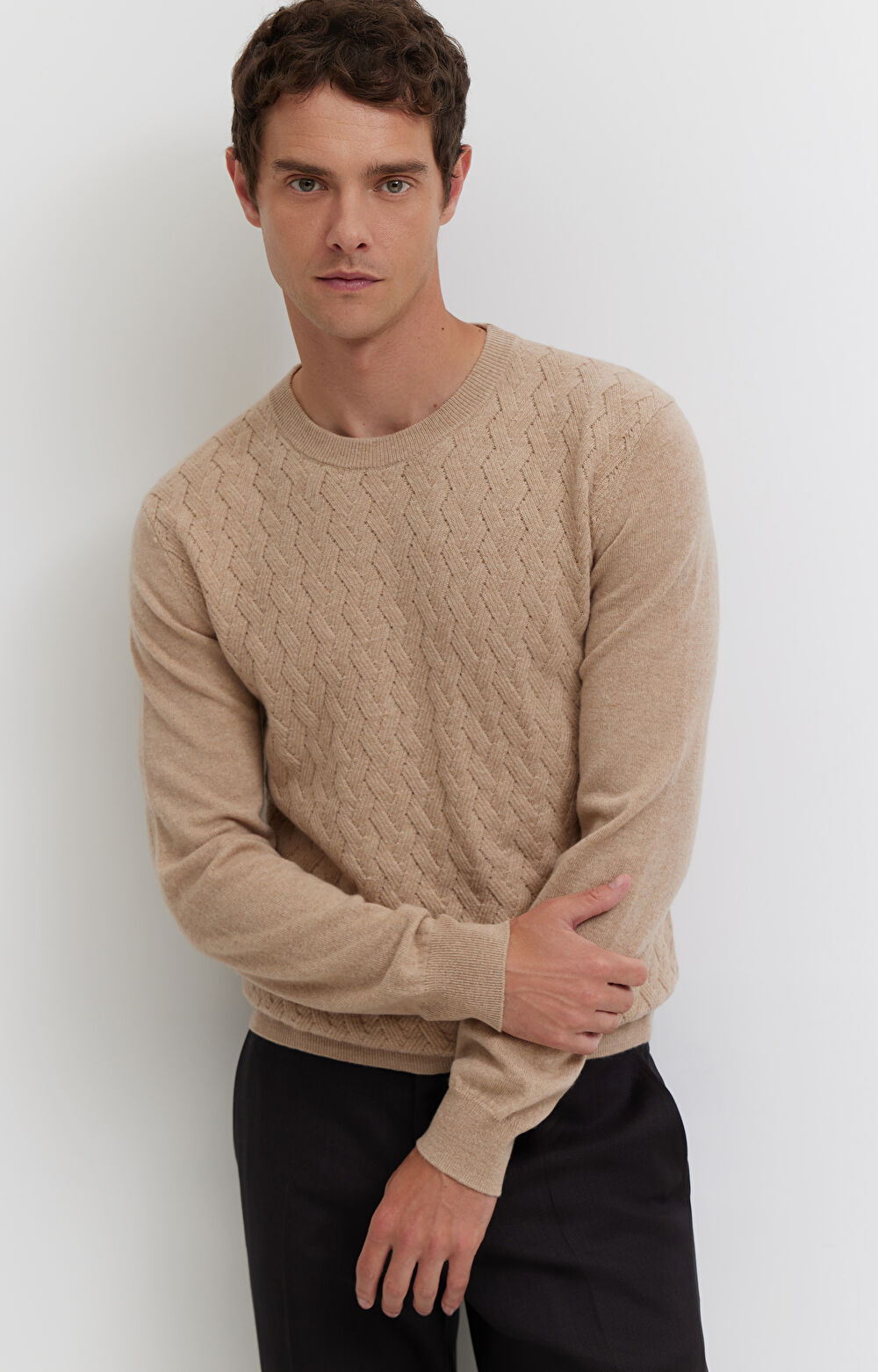 Sweter z wełny merino ze splotem - 6
