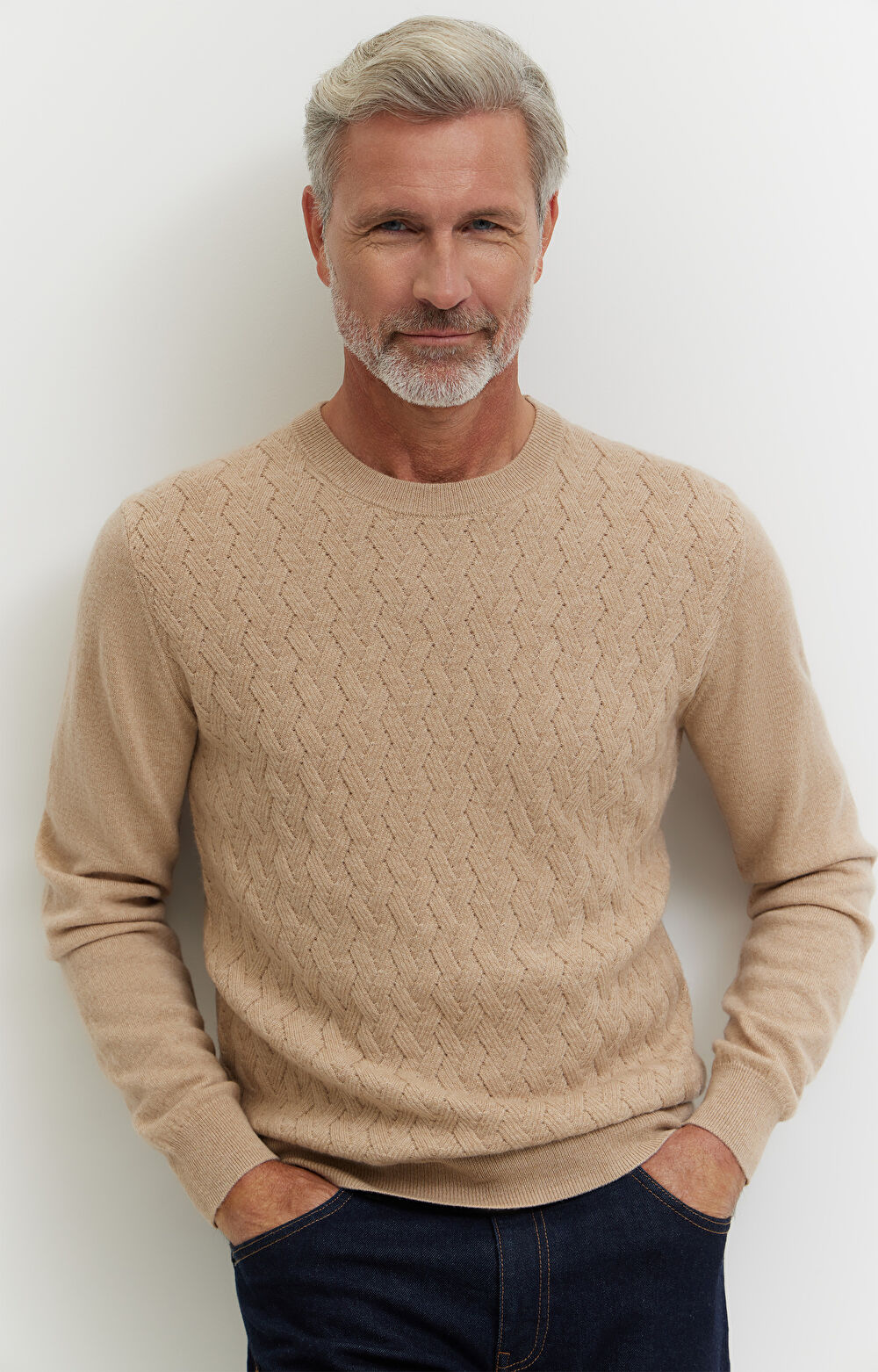 Sweter z wełny merino ze splotem - 4
