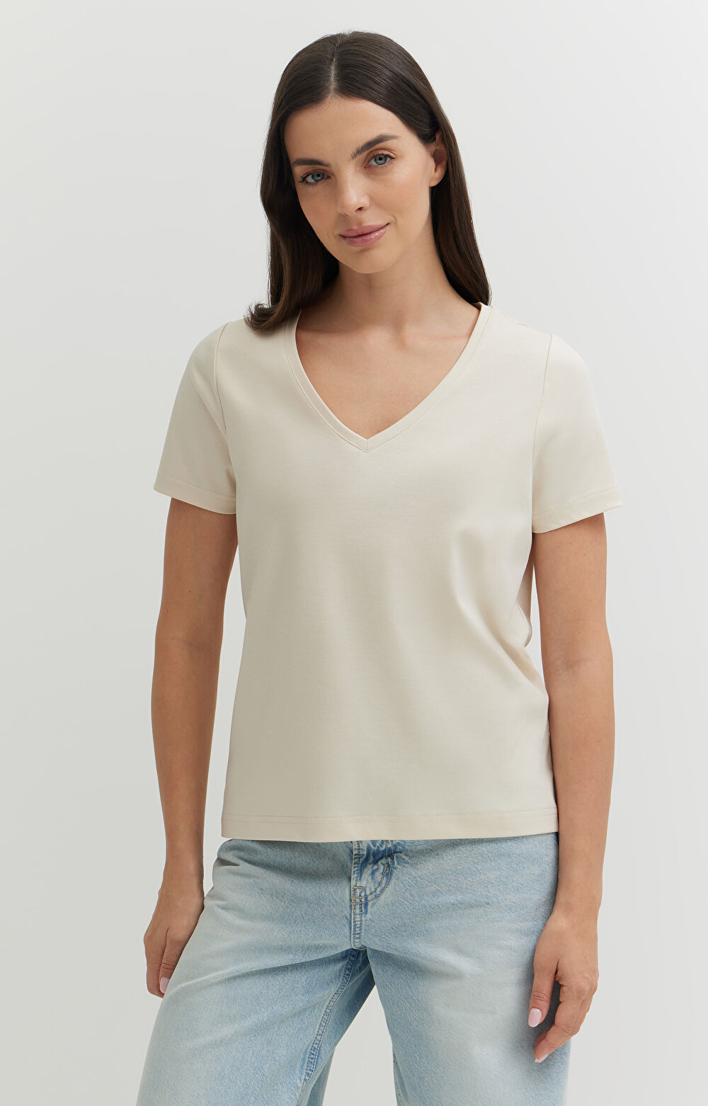 T-shirt v-neck z bawełny podwójnie merceryzowanej - 5