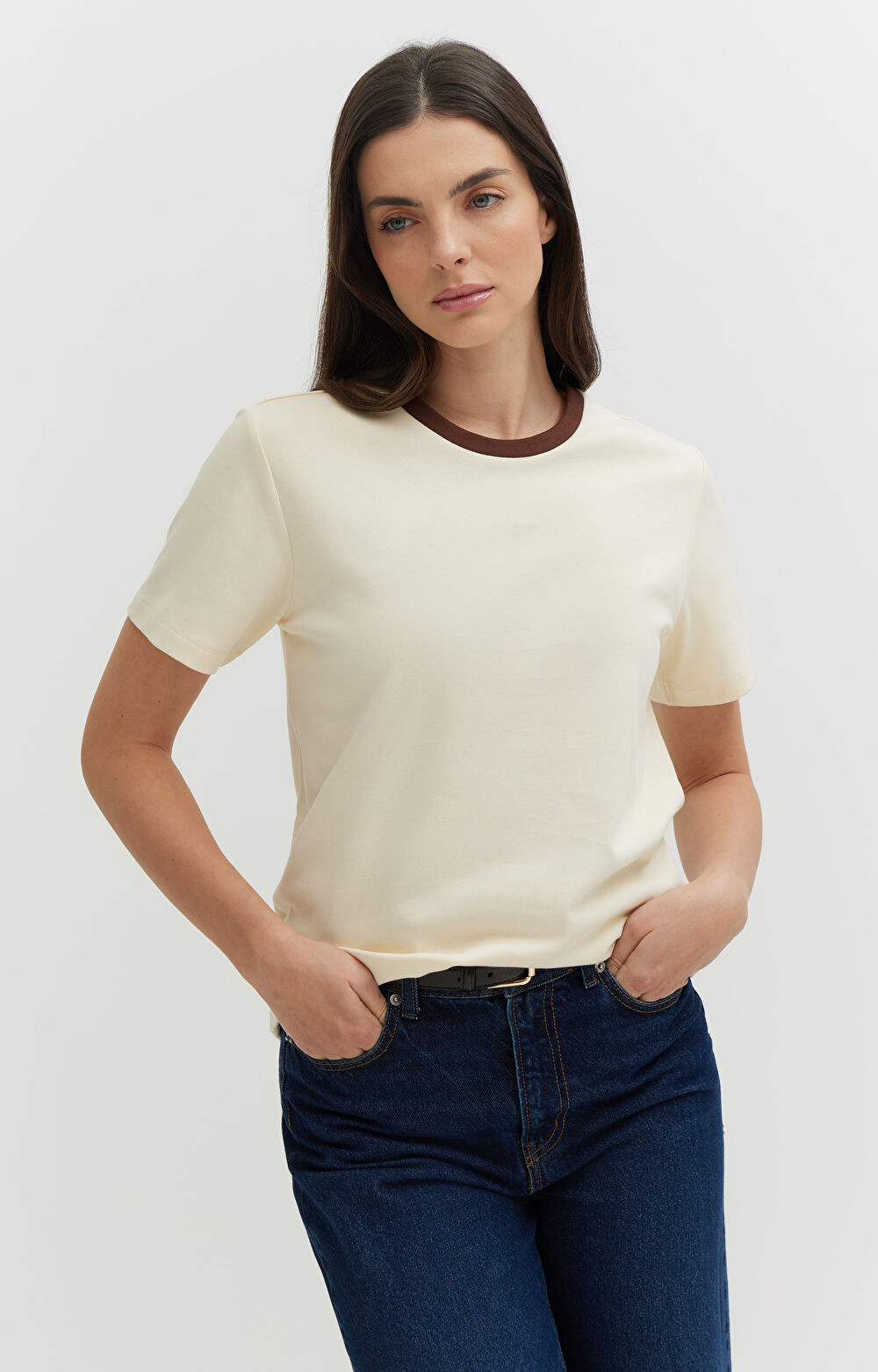 T-shirt z bawełny organicznej z kontrastem - 5