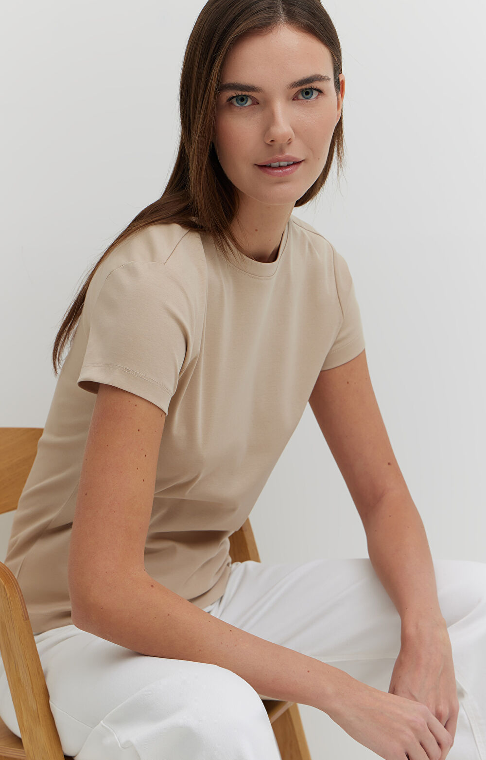 T-shirt slim z bawełny merceryzowanej - 4