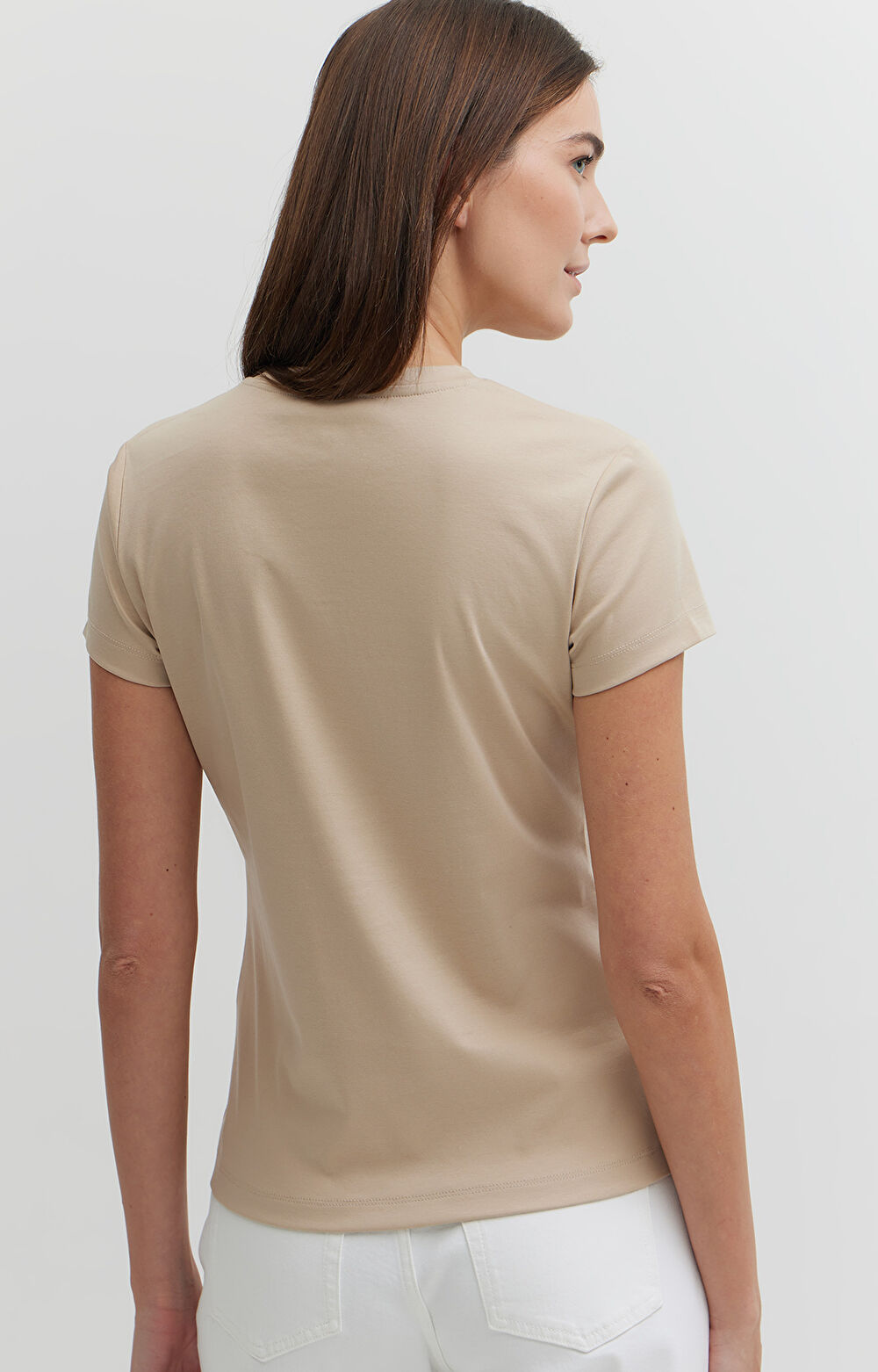 T-shirt slim z bawełny merceryzowanej - 2