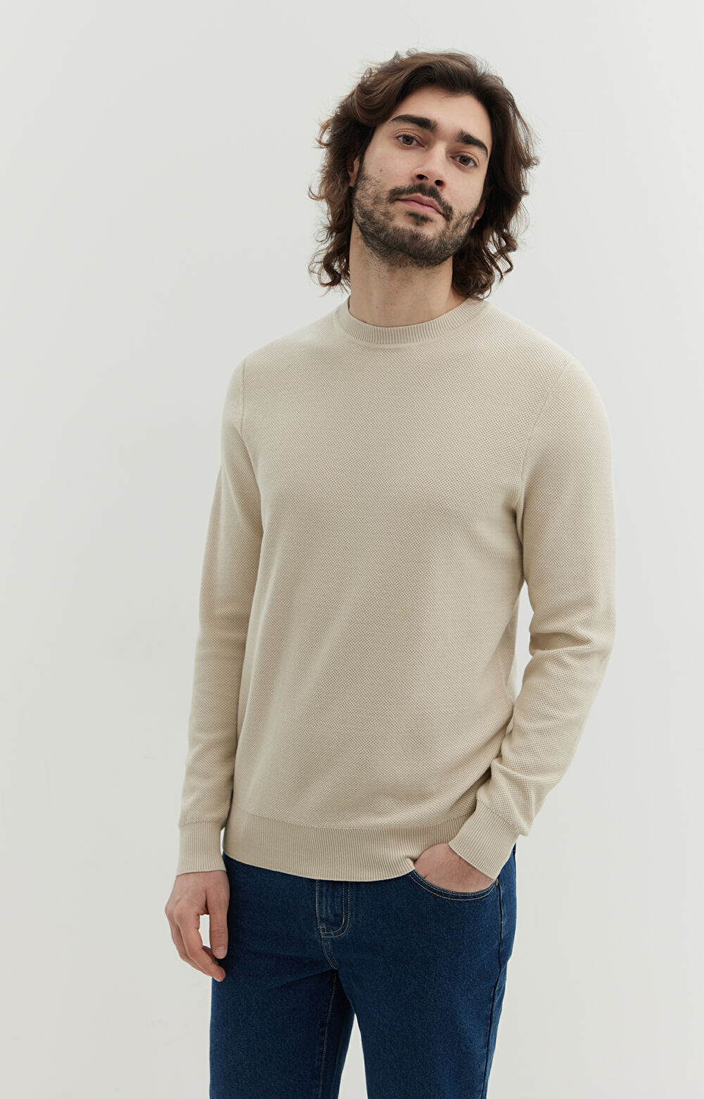 Sweter z bawełny strukturalnej