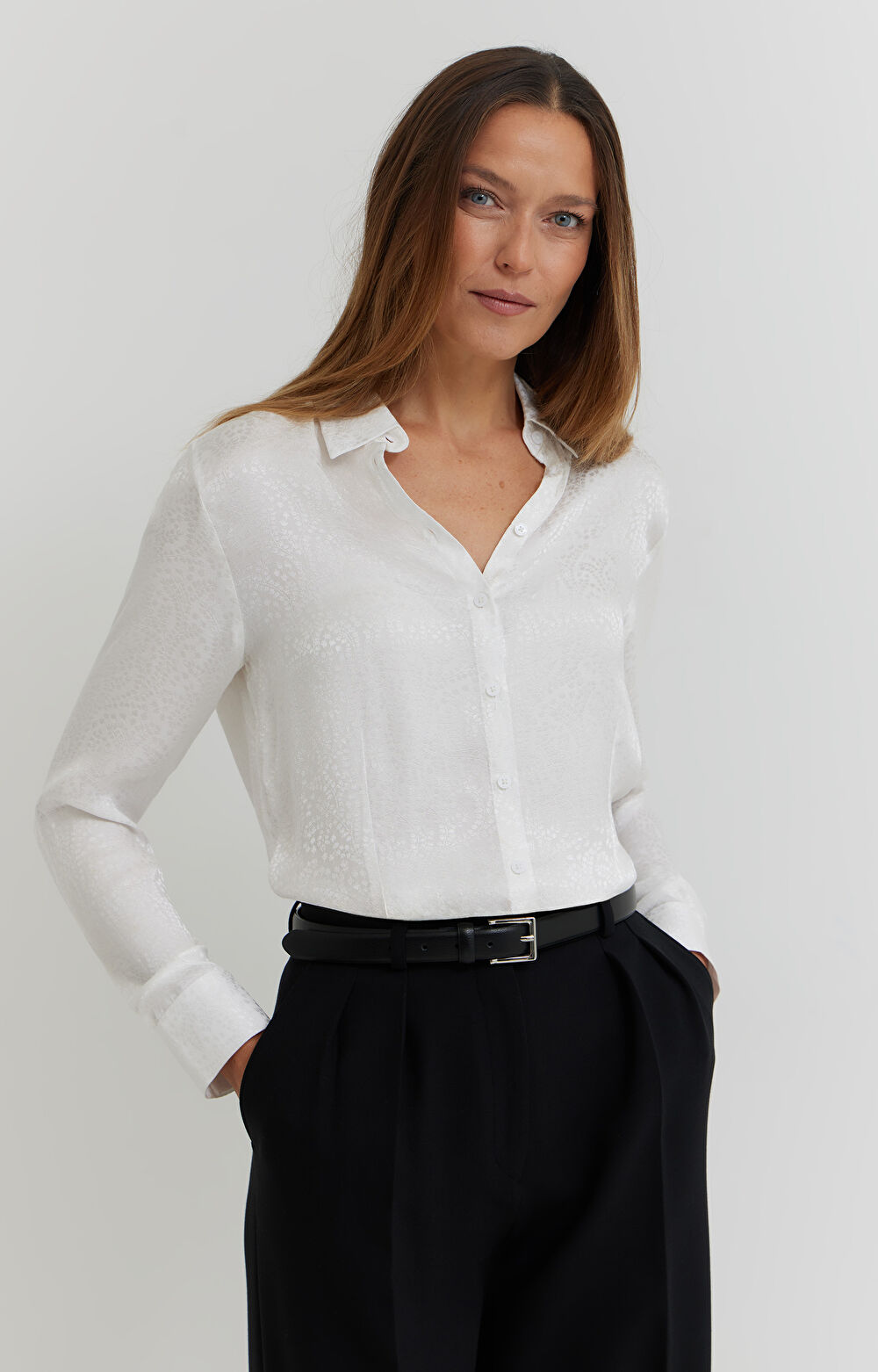 Koszula z żakardowej wiskozy - 5