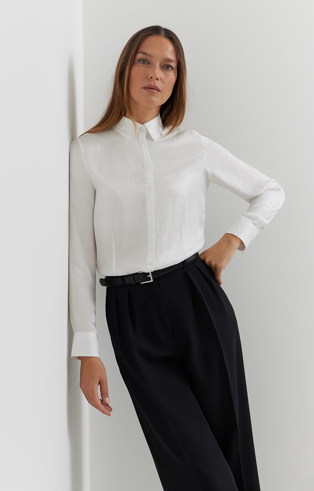 Koszula z żakardowej wiskozy - 7