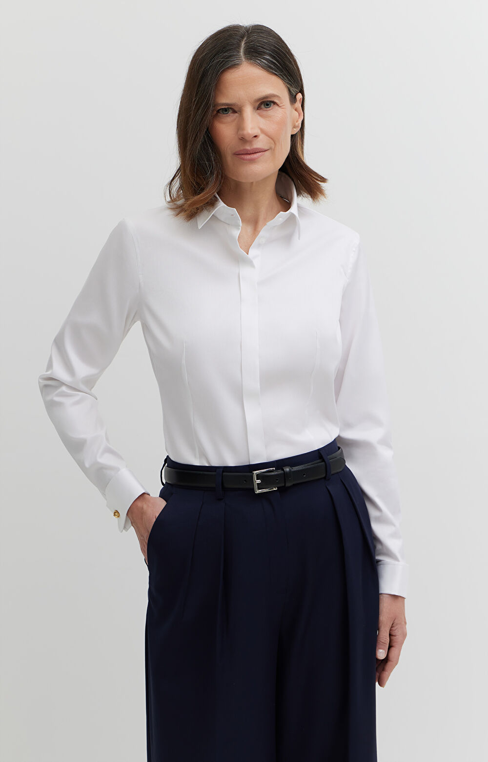 Koszula w diagonalny wzór na spinki