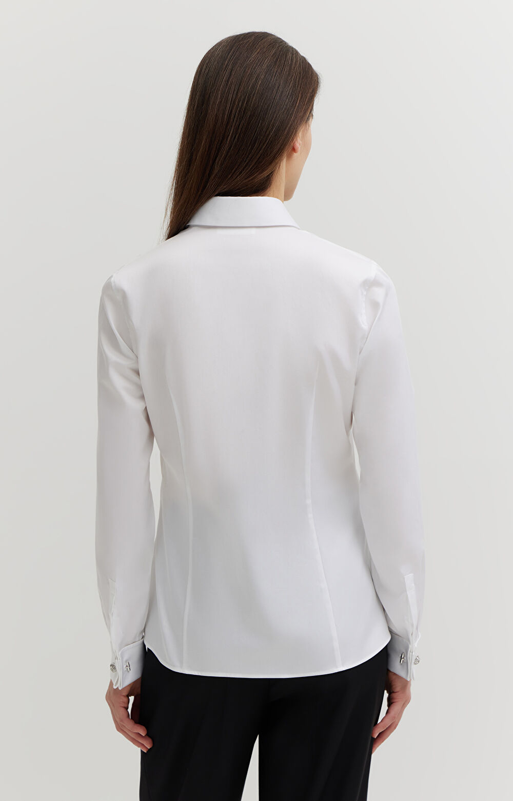 Koszula z satynowej bawełny na spinki - 4