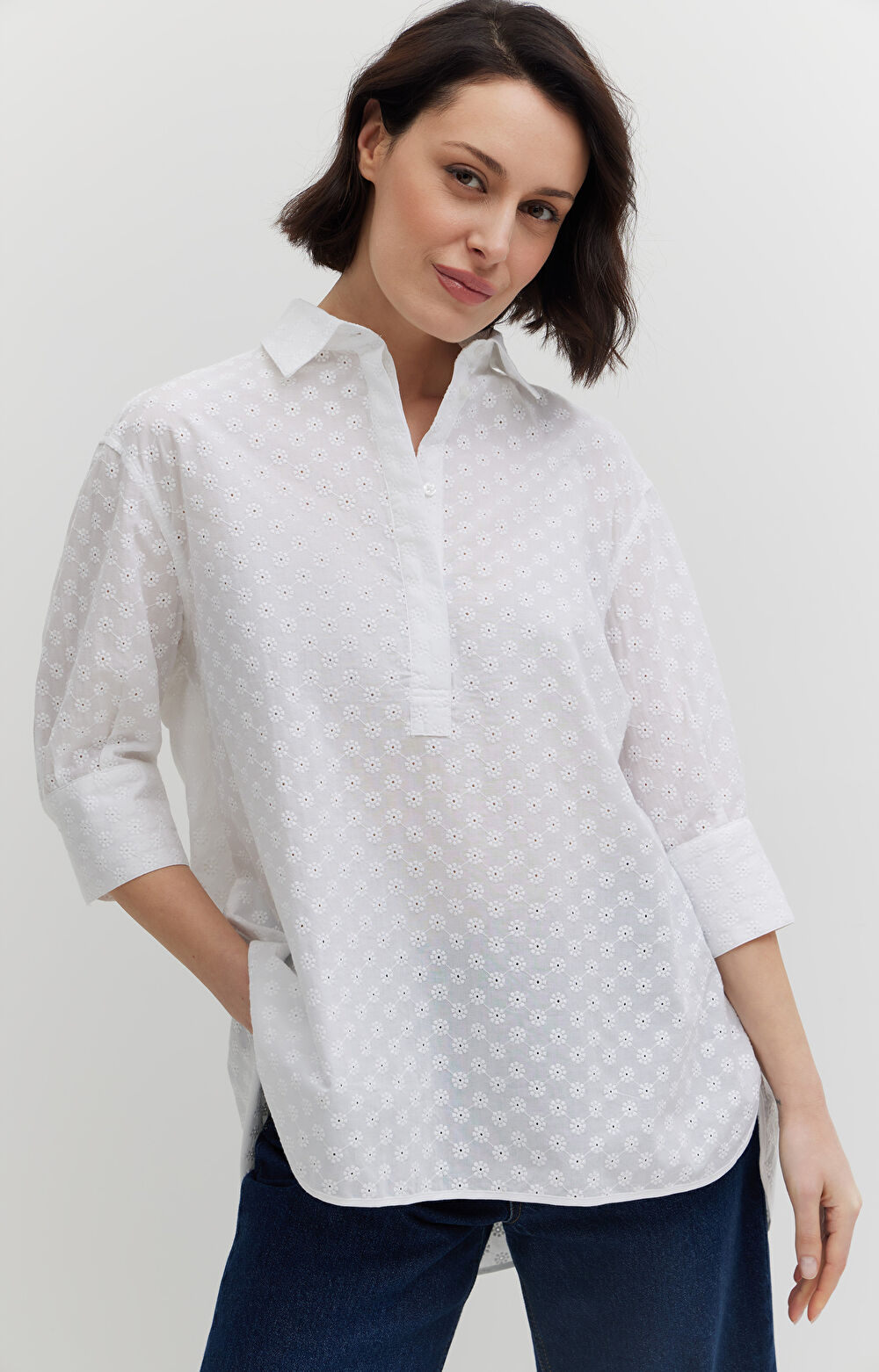 Koszula z kwiatowym haftem - 7