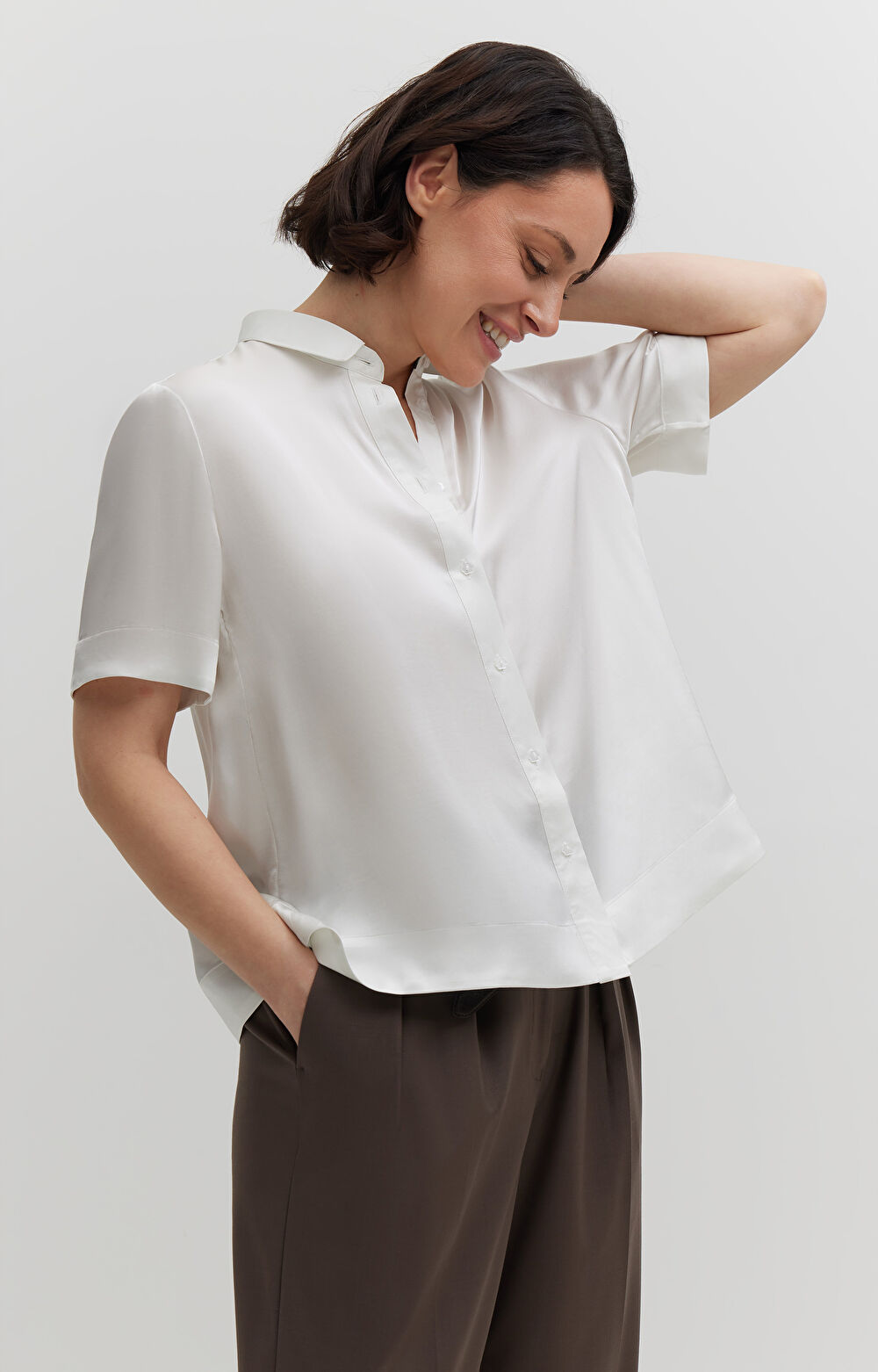 Koszula z wiskozy z krótkim rękawem - 4