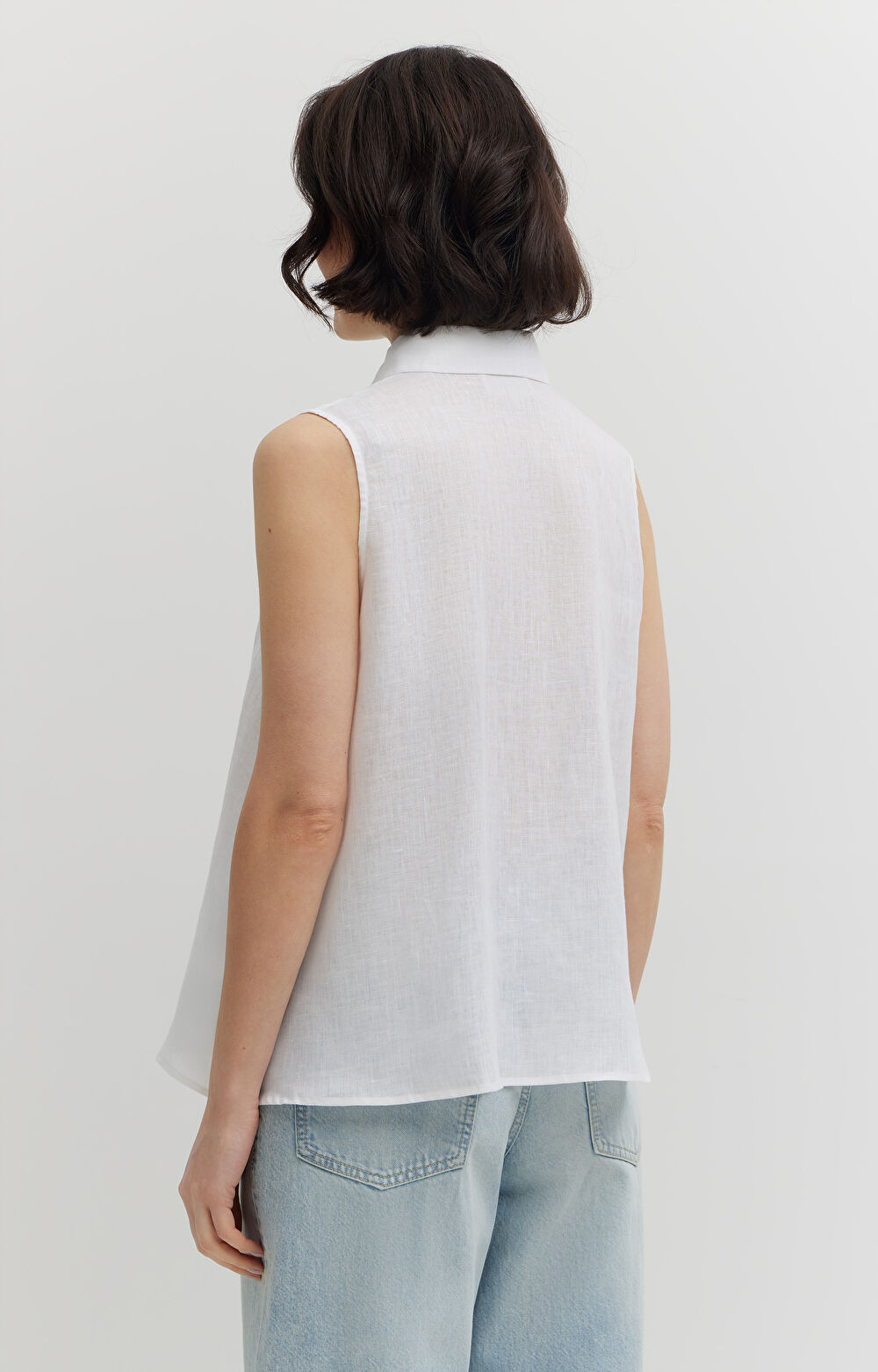 Lniana koszula bez rękawów - 4