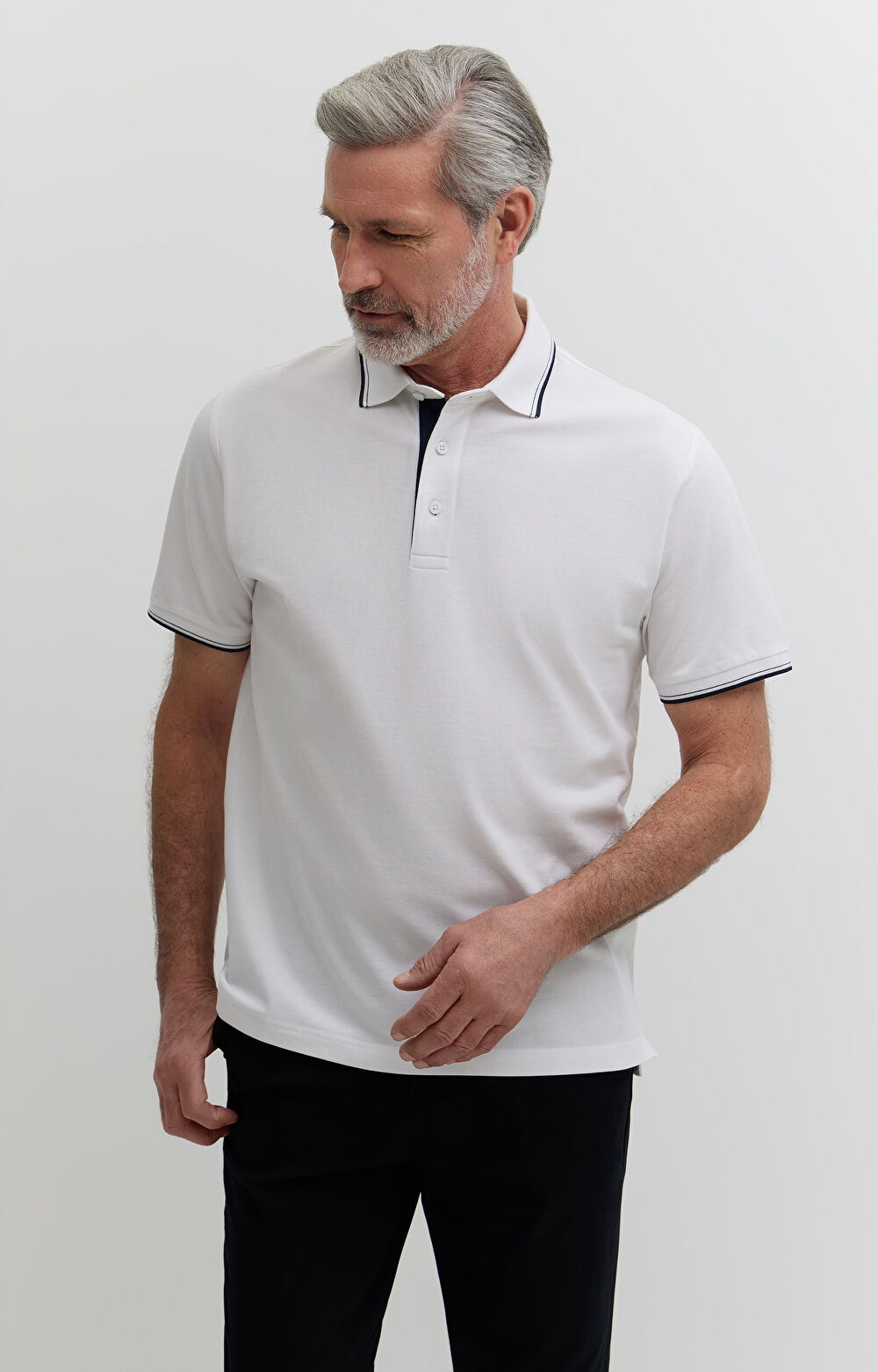 Polo z bawełny merceryzowanej z kontrastem - 5