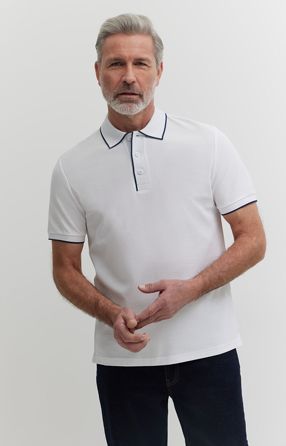 Polo z bawełny podwójnie merceryzowanej z kontrastem - 4