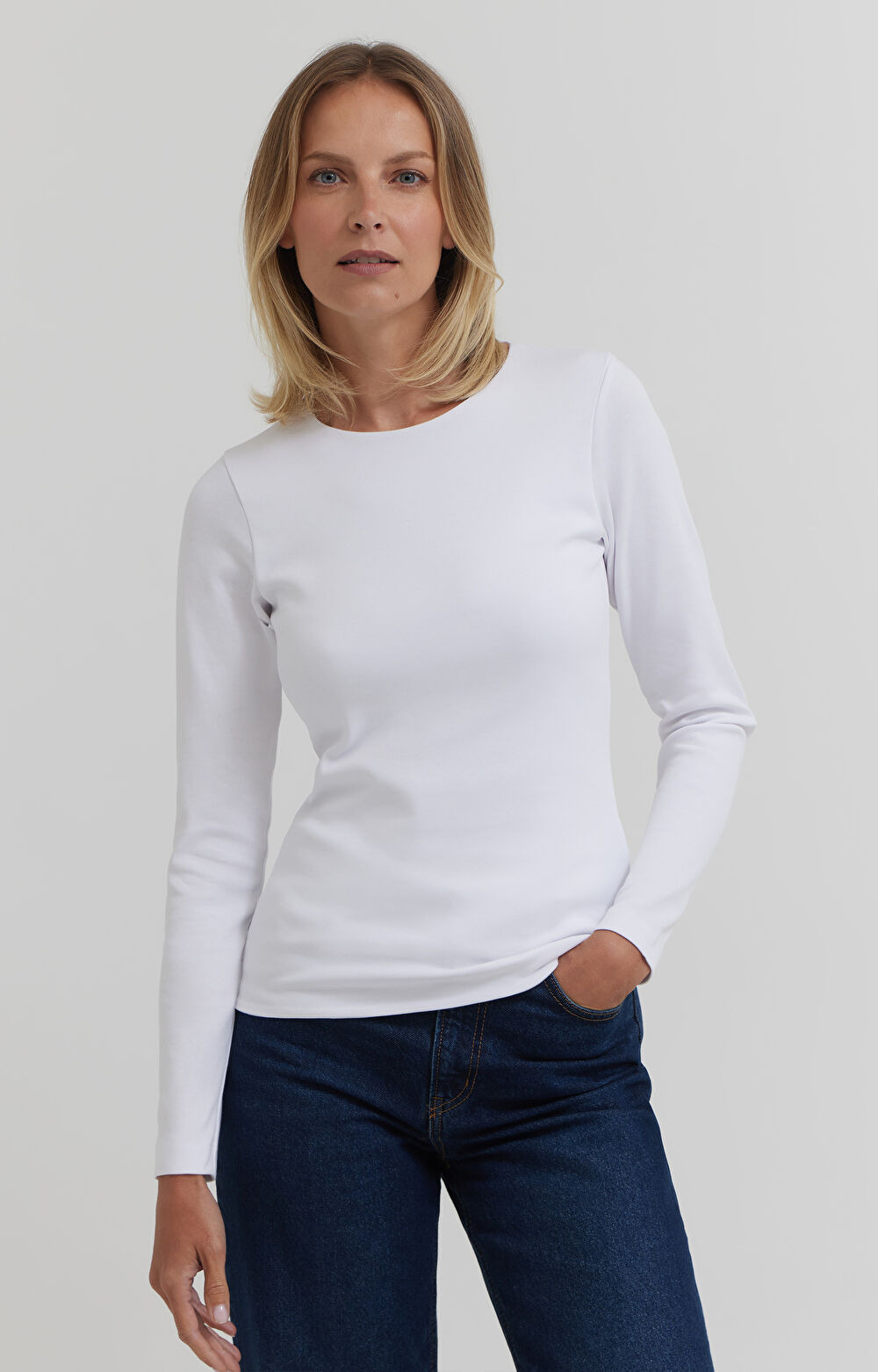 T-shirt z długim rękawem z bawełny merceryzowanej - 3