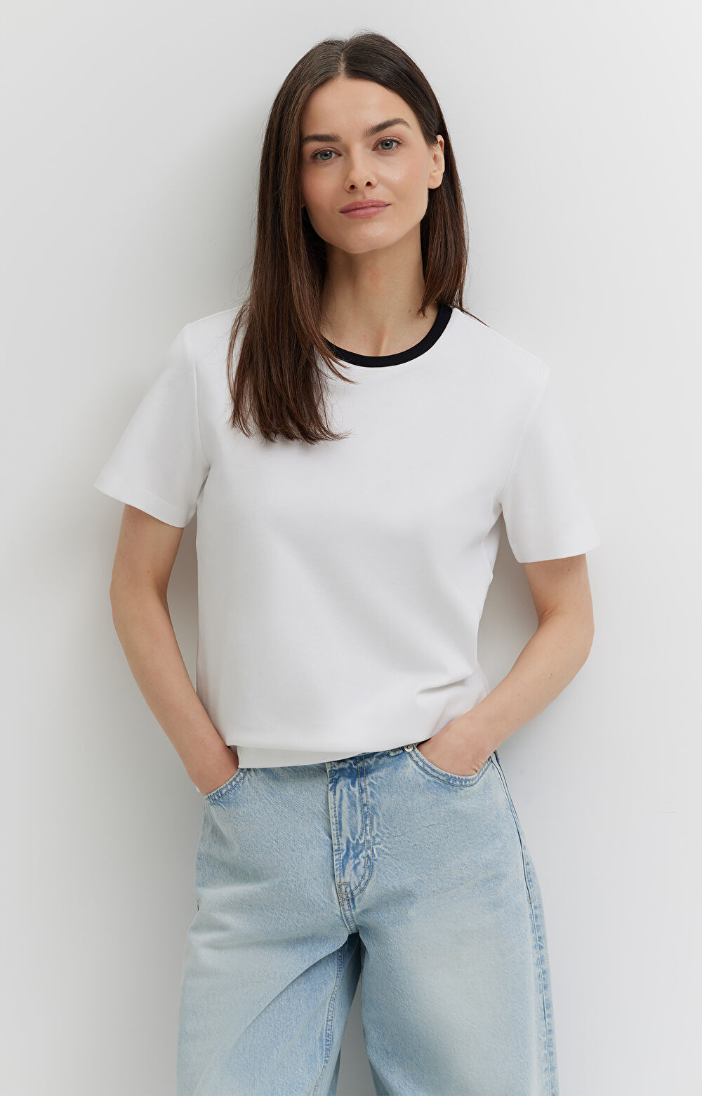 T-shirt z bawełny organicznej z kontrastem