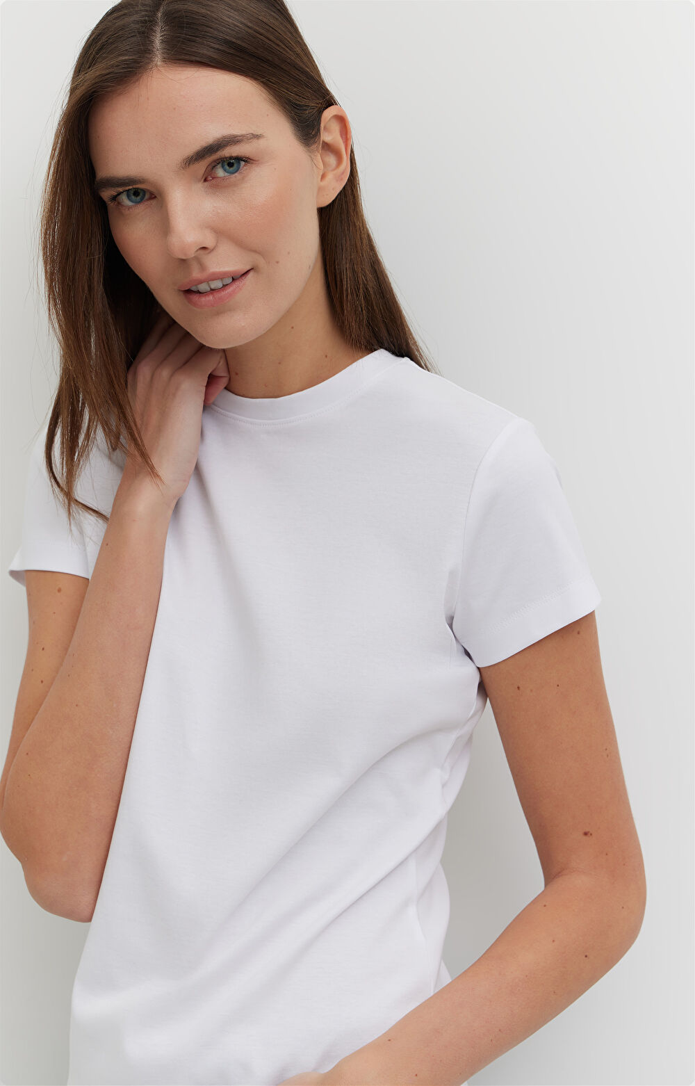 T-shirt slim z bawełny merceryzowanej - 3