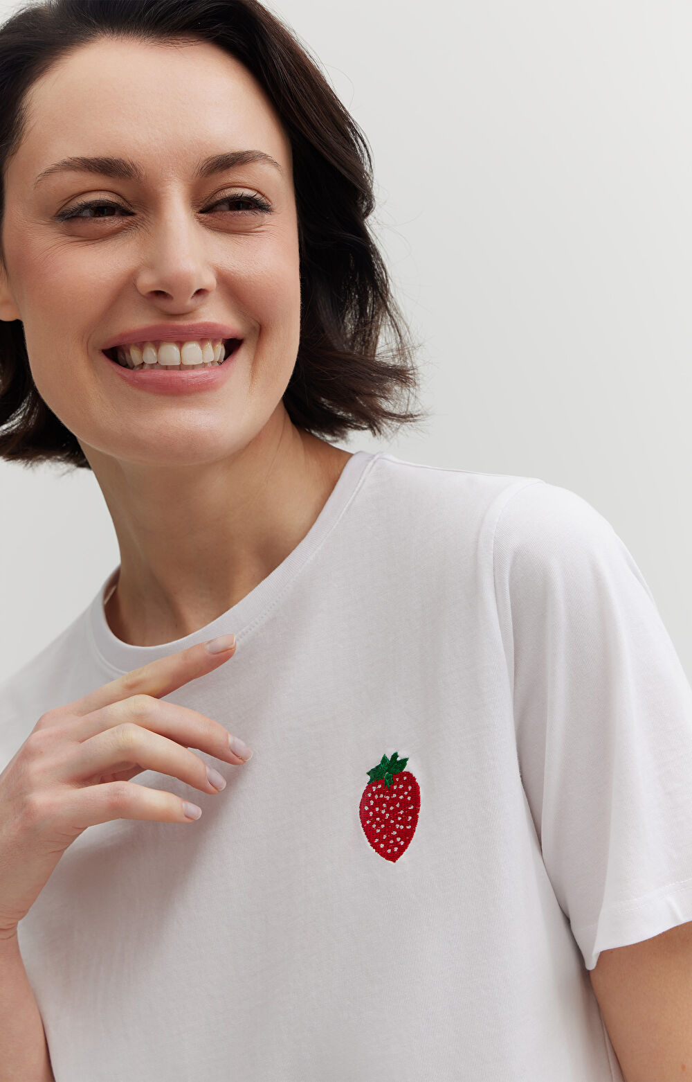 T-shirt z haftem z bawełny merceryzowanej - 4