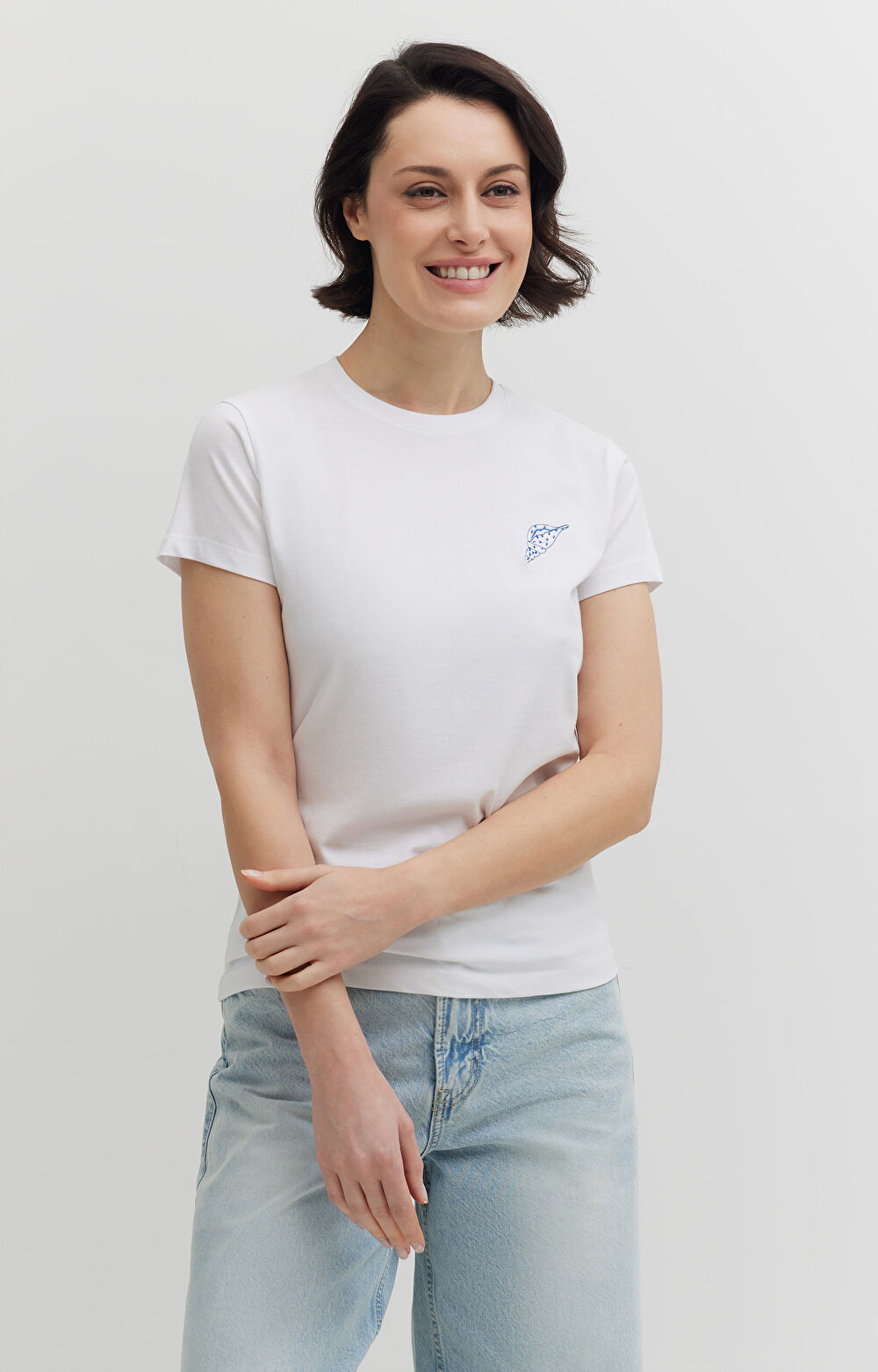 T-shirt z merceryzowanej z haftem - 5