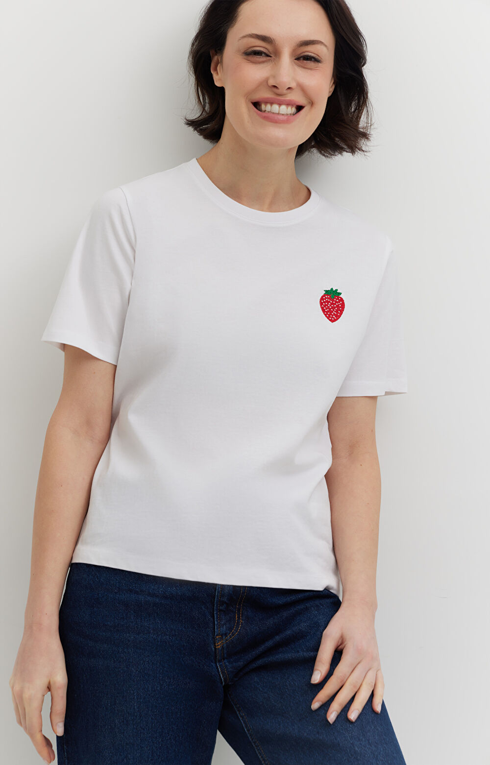 T-shirt z haftem z bawełny merceryzowanej - 5