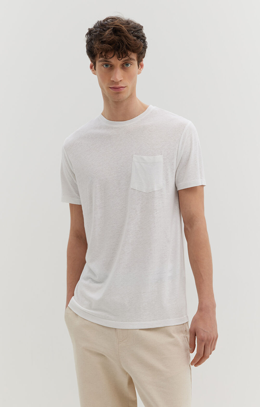 T-shirt z lnu i wiskozy