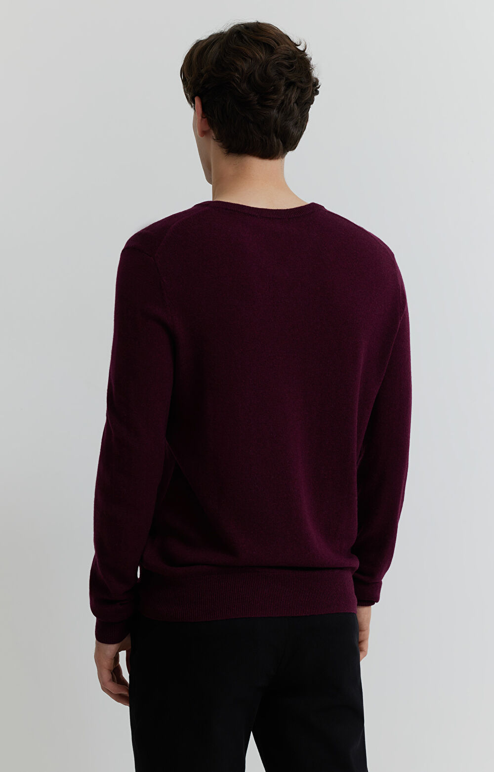 Sweter v-neck z melanżowej wełny merino - 3