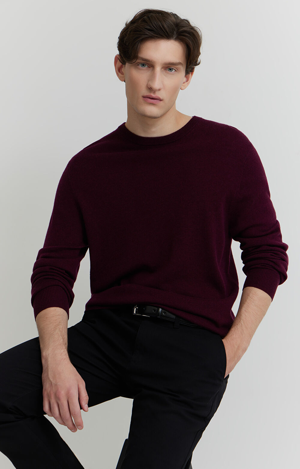 Sweter z melanżowej wełny merino - 6