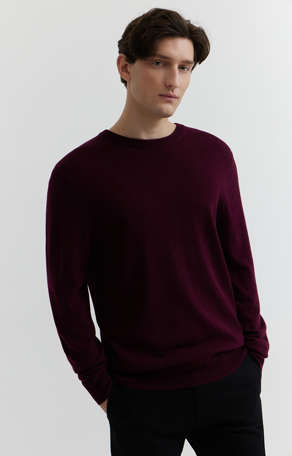 Sweter z melanżowej wełny merino - 5