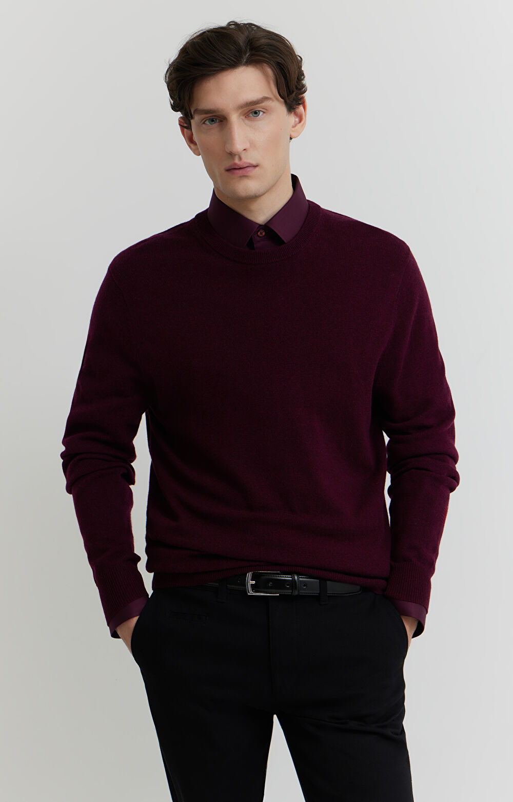 Sweter z melanżowej wełny merino