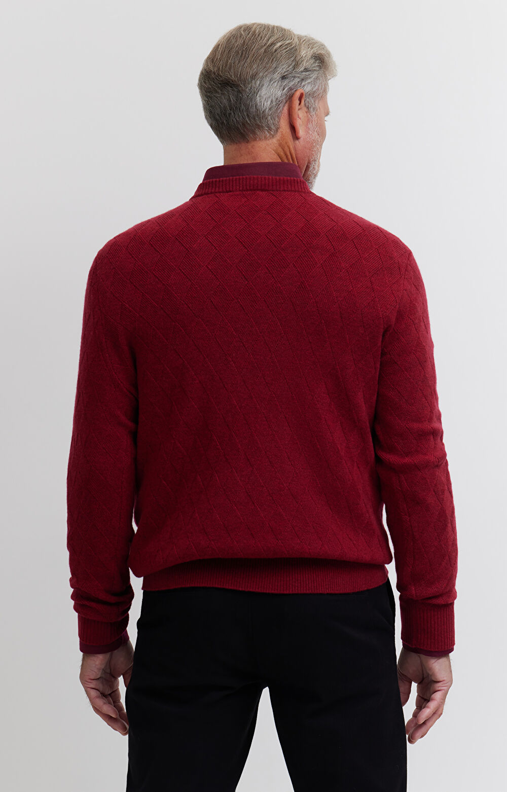 Sweter w romby z wełny merino - 3
