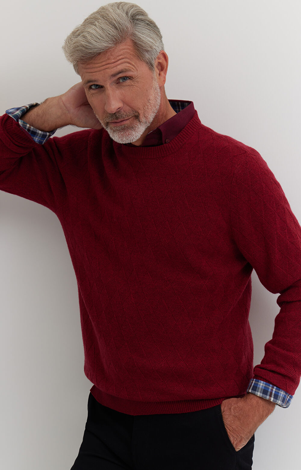Sweter w romby z wełny merino - 7
