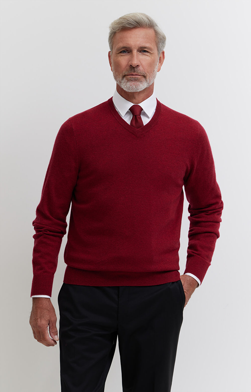 Sweter z melanżowej wełny merino - 6