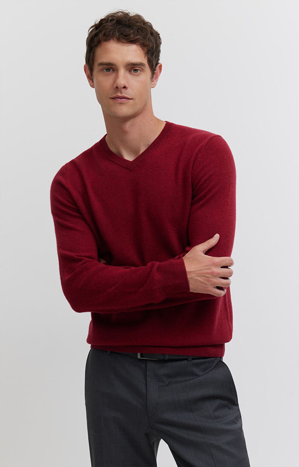Sweter z melanżowej wełny merino - 8