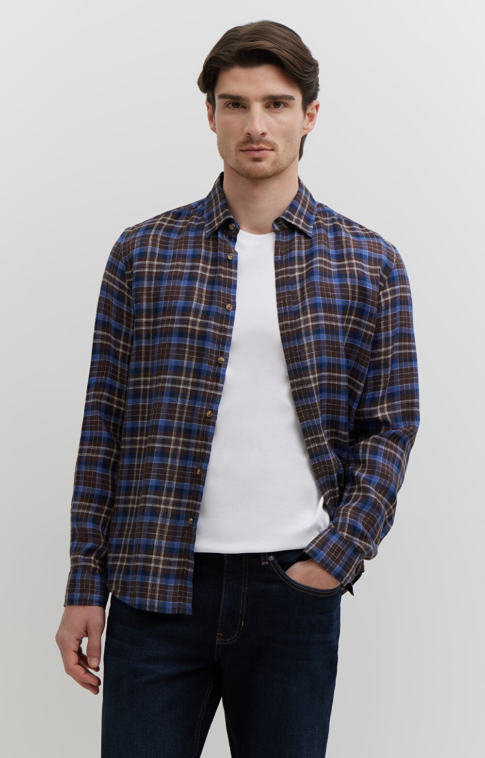 Lniana koszula w kratę - 4