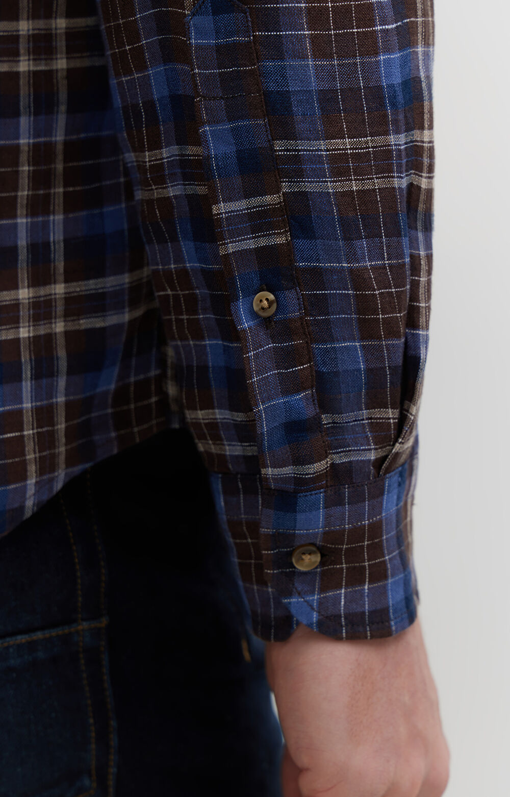 Lniana koszula w kratę - 5