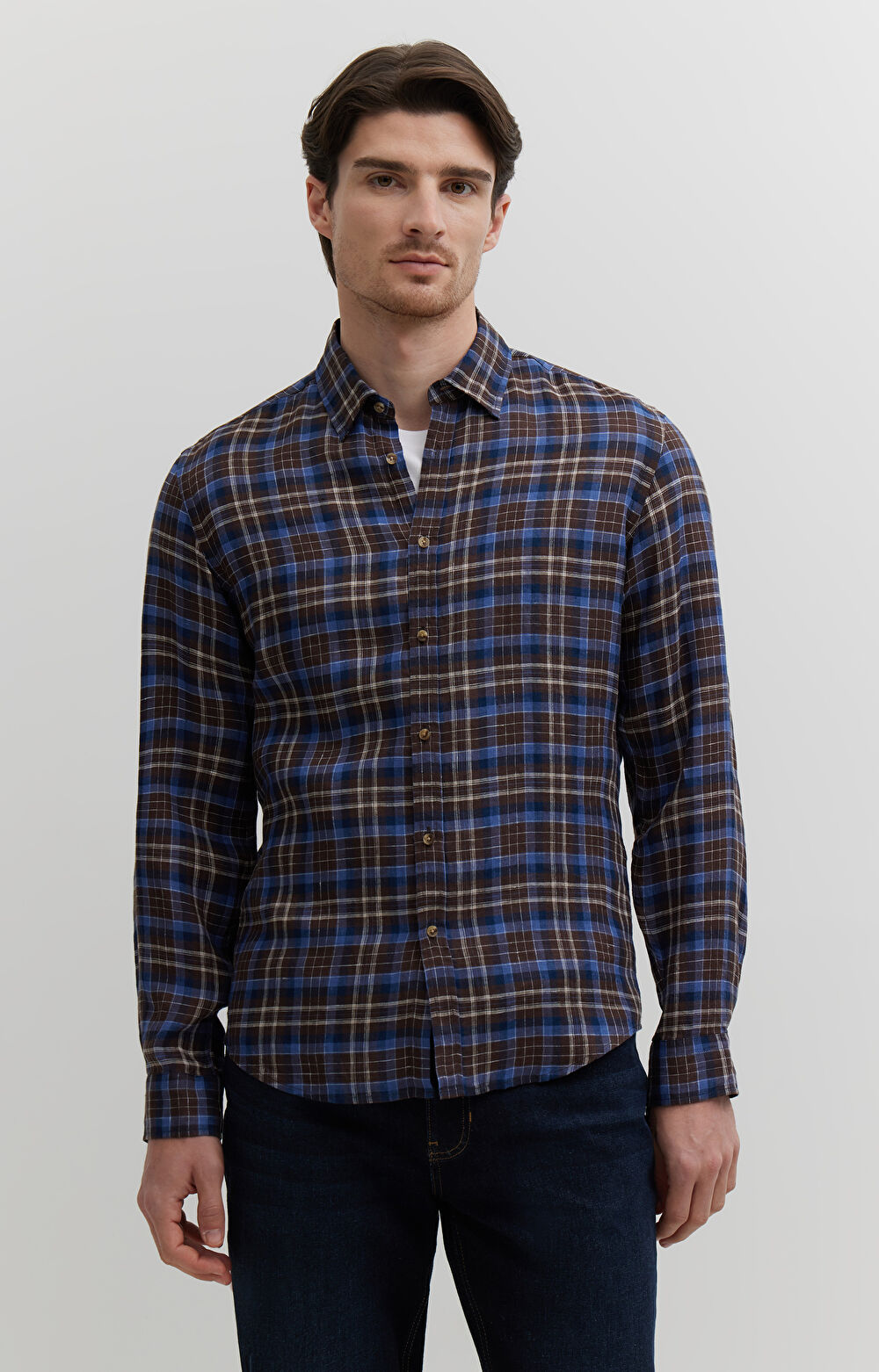 Lniana koszula w kratę - 2