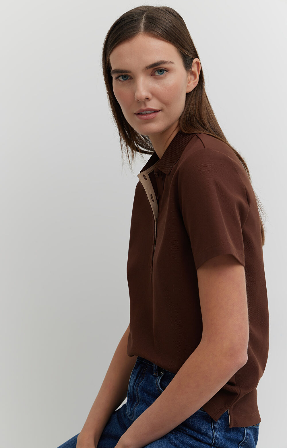 Polo z bawełny merceryzowanej z kontrastem - 3