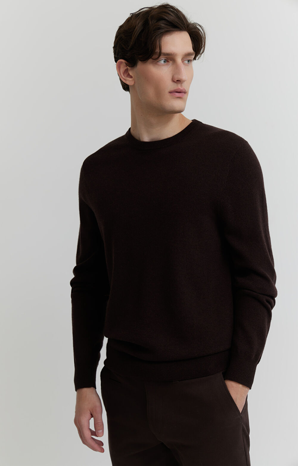 Sweter z melanżowej wełny merino - 5